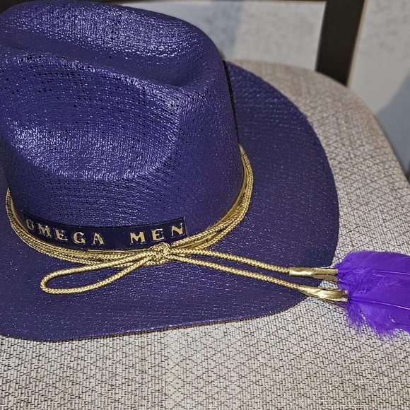 "The Purple Cowboy"Omega Men EditionPurple Men's Straw Cowboy hat with gold - Picture 8 of 12